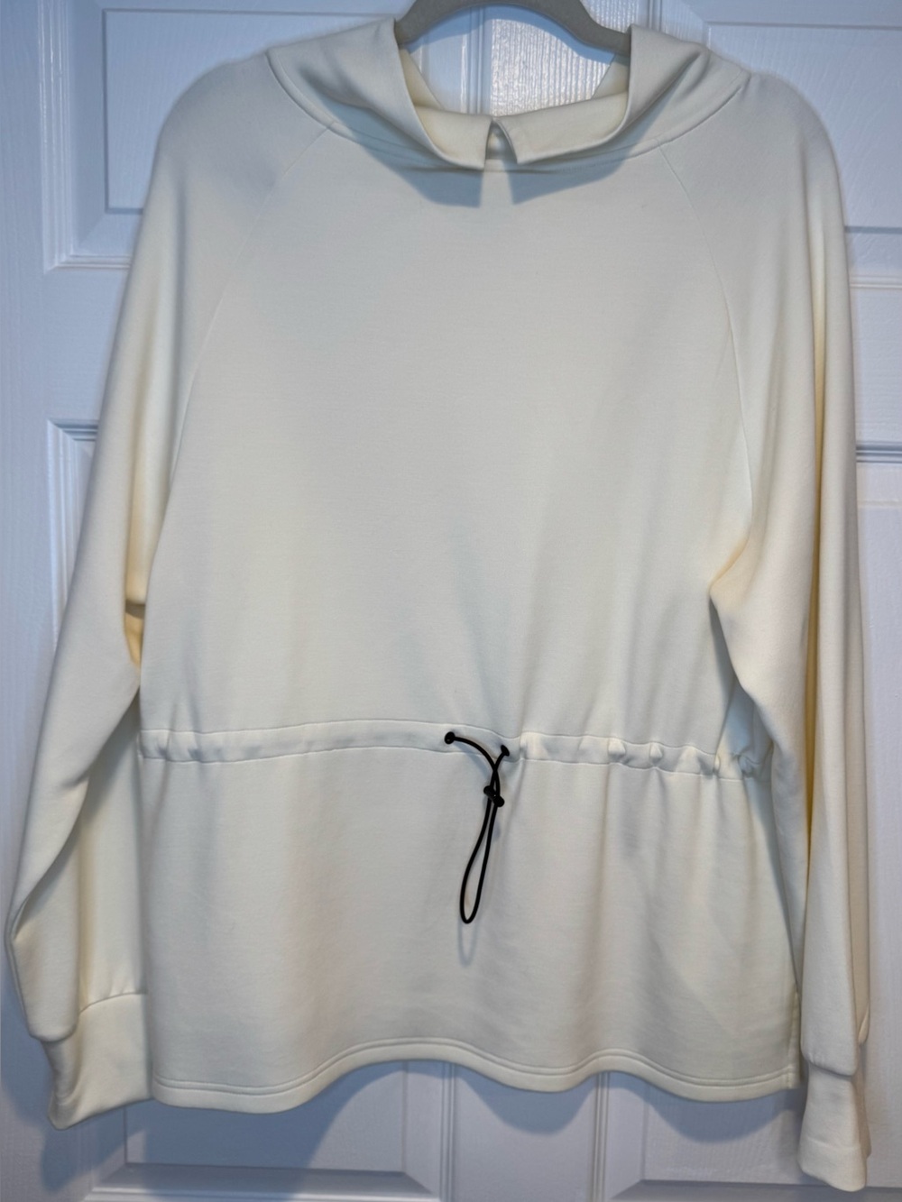 NWOT Varley Cream Viscose Blend Adjustable Waist Funnel Neck Sweatshirt M - Picture 7 of 10